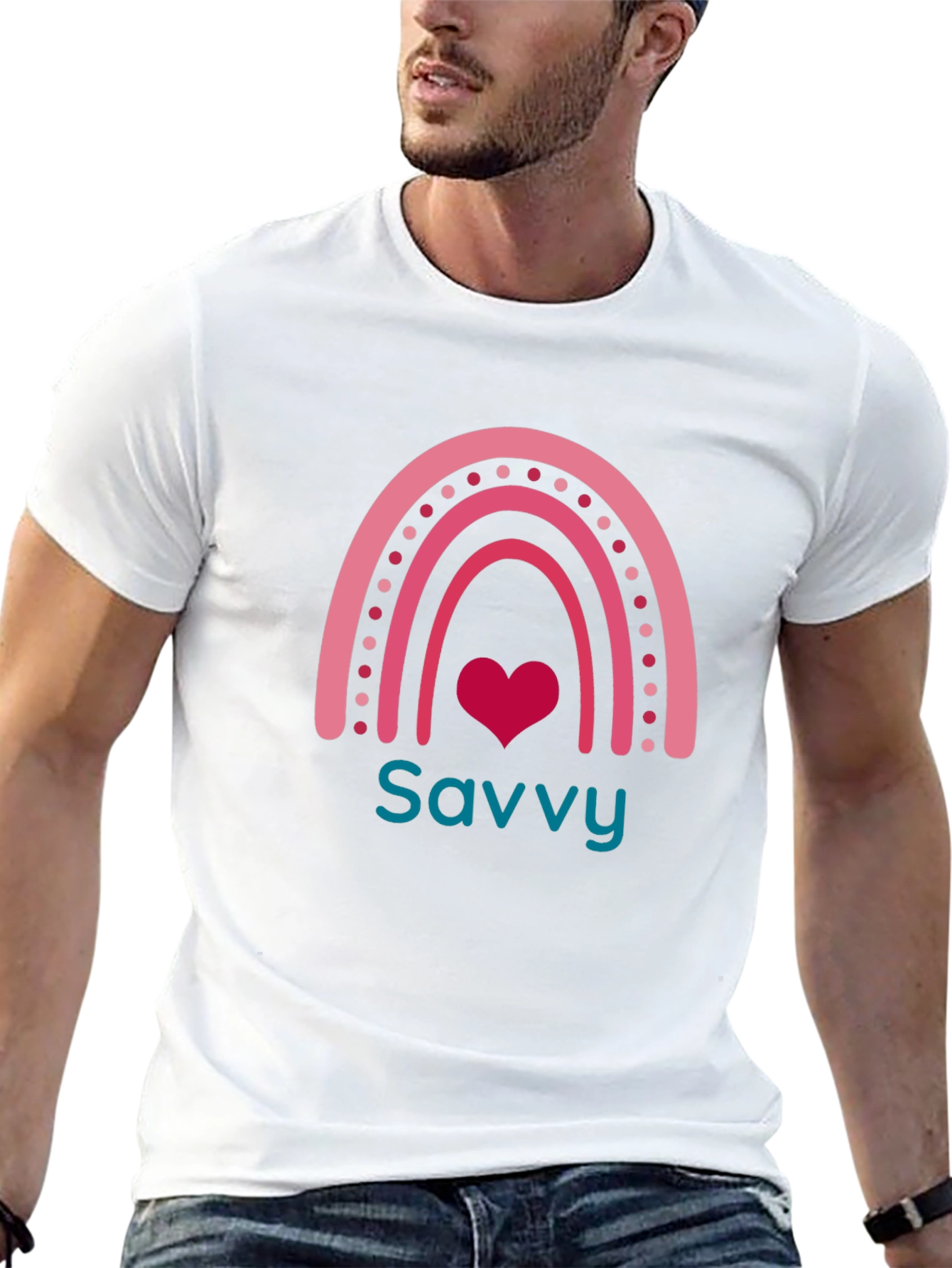 Savvy Rainbow Heart Graphic Tee - Stylish & Trendy