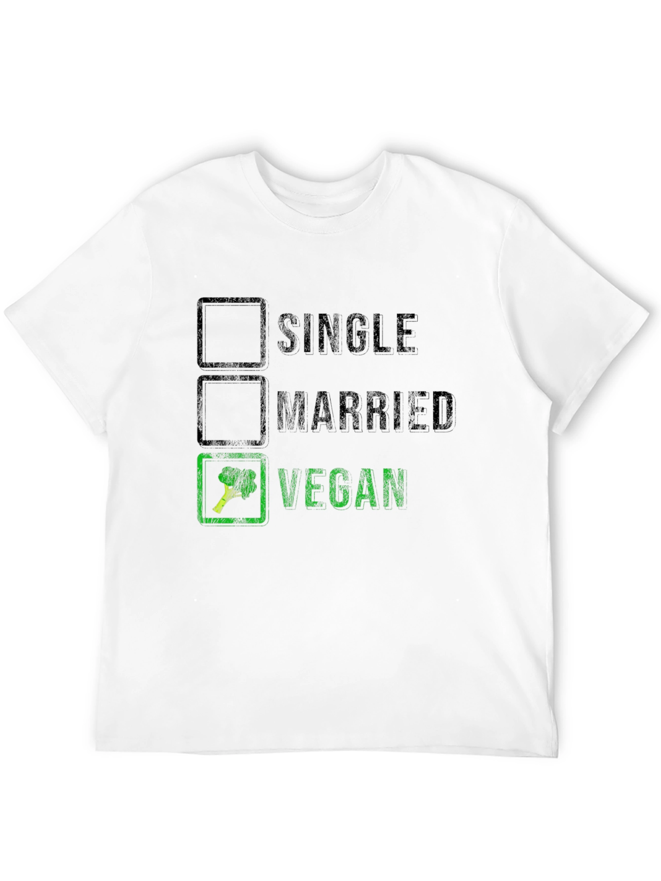 Funny Vegan T-Shirt: Single Married Vegan Checkbox Tee