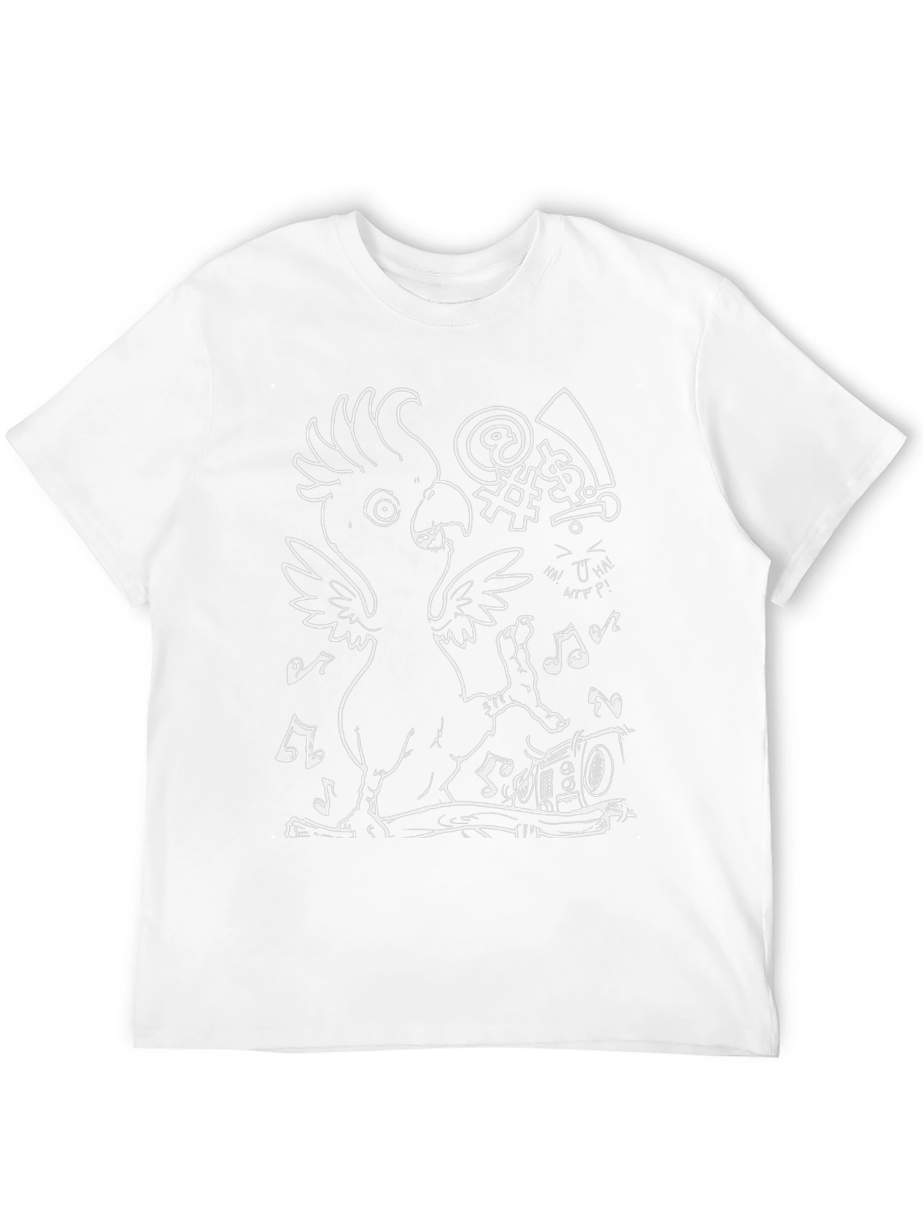 Cockatoo T-Shirt - White Graphic Print on Black