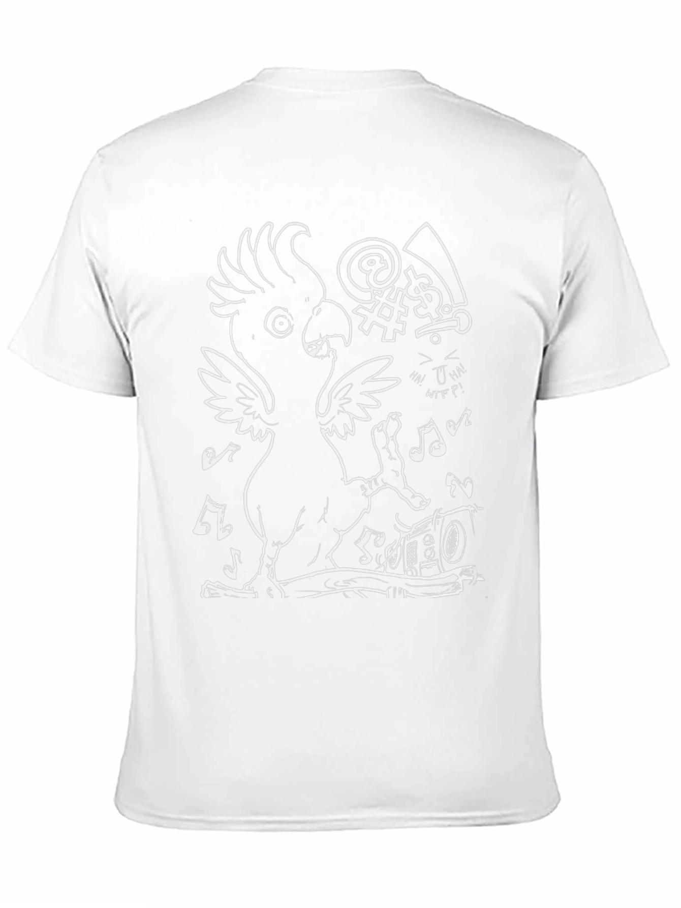 Cockatoo T-Shirt - White Graphic Print on Black