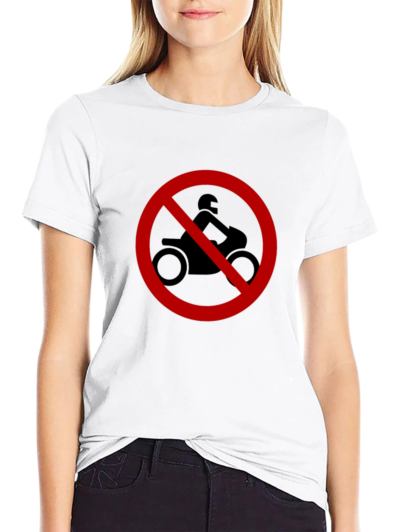 No Motorcycle Zone T-Shirt - Black Crew Neck