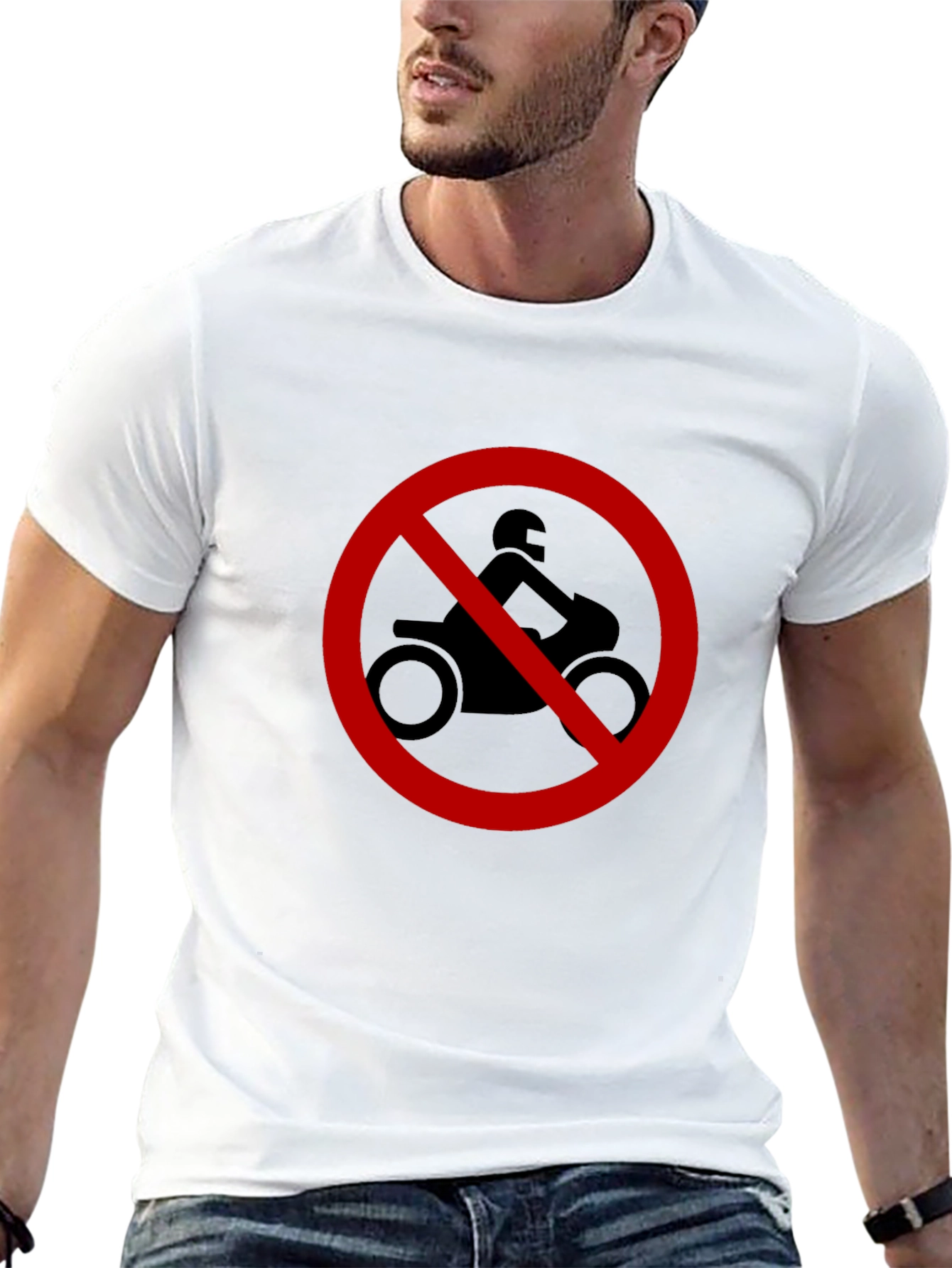 No Motorcycle Zone T-Shirt - Black Crew Neck