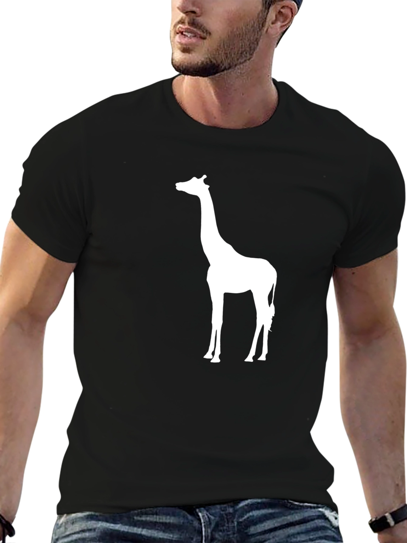 Giraffe Silhouette Black T-Shirt