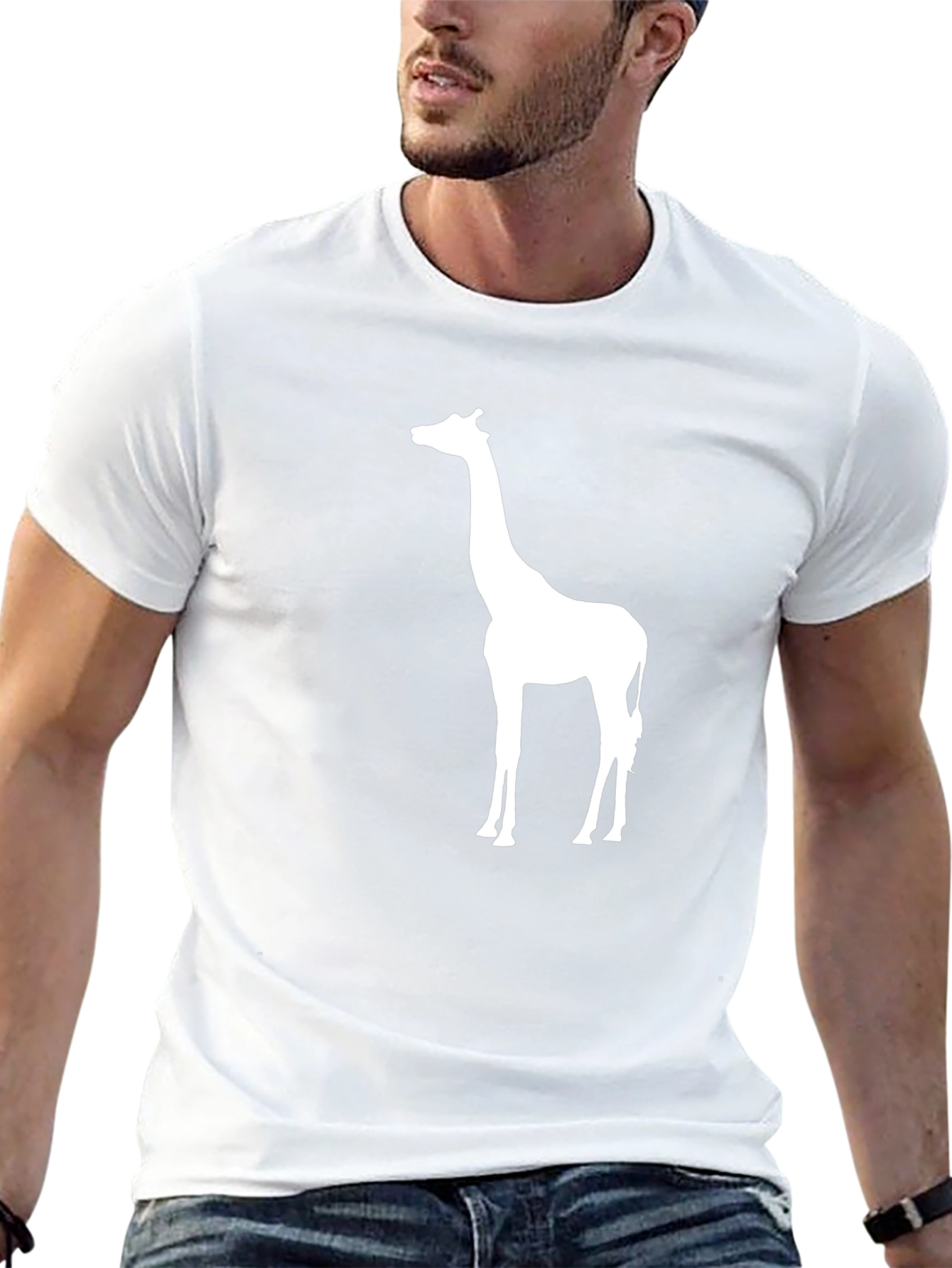 Giraffe Silhouette Black T-Shirt
