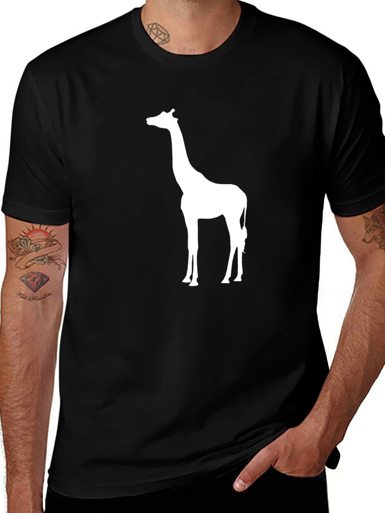 Giraffe Silhouette Black T-Shirt