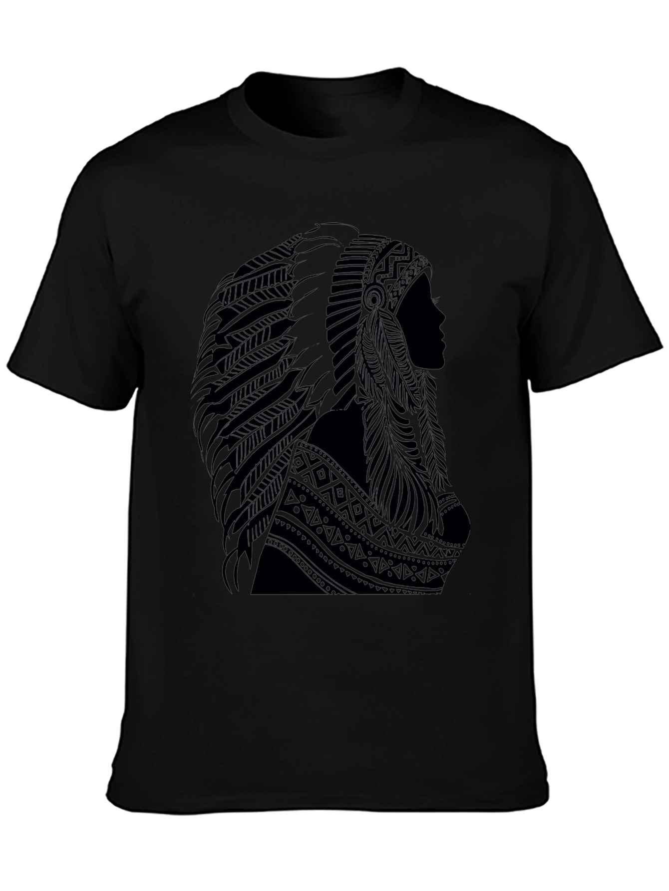Native American Headdress Black T-Shirt