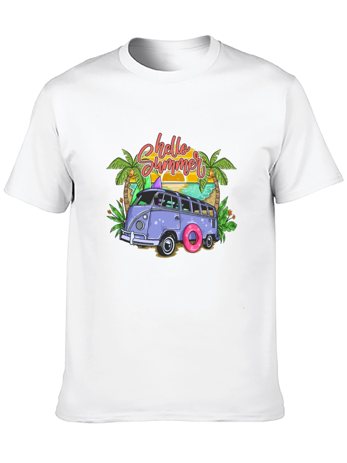 Hello Summer Beach Van Graphic T-Shirt