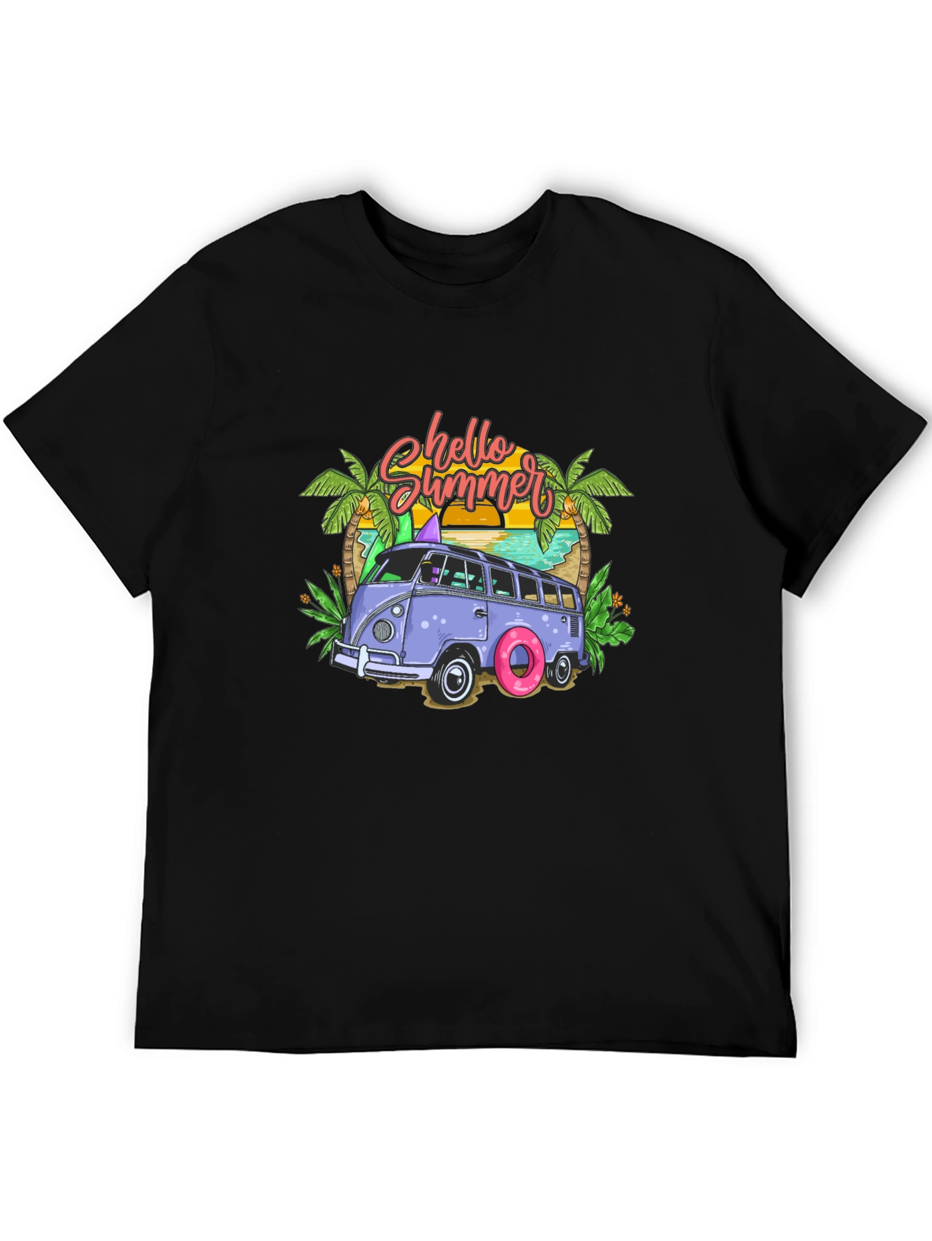 Hello Summer Beach Van Graphic T-Shirt