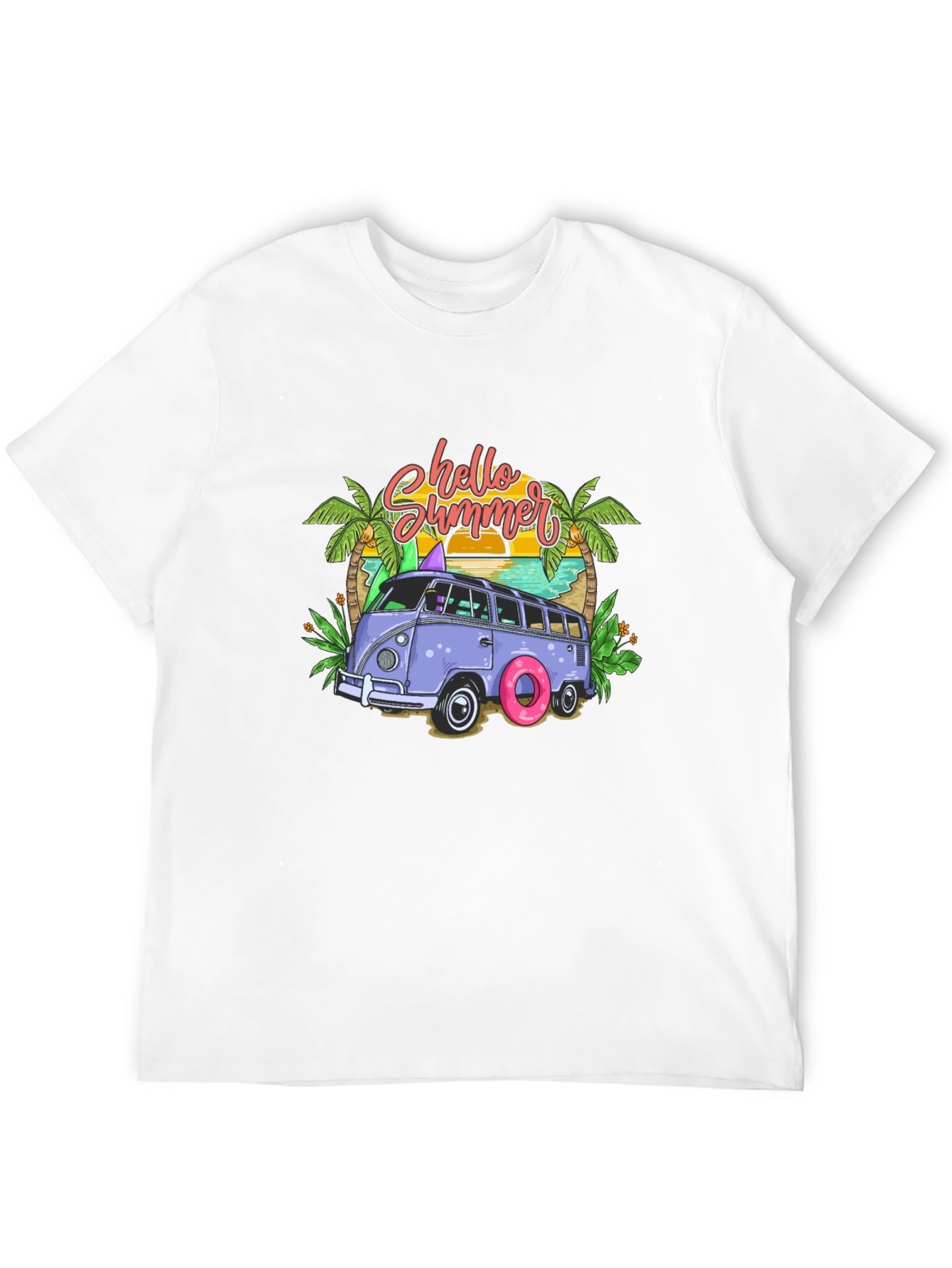 Hello Summer Beach Van Graphic T-Shirt