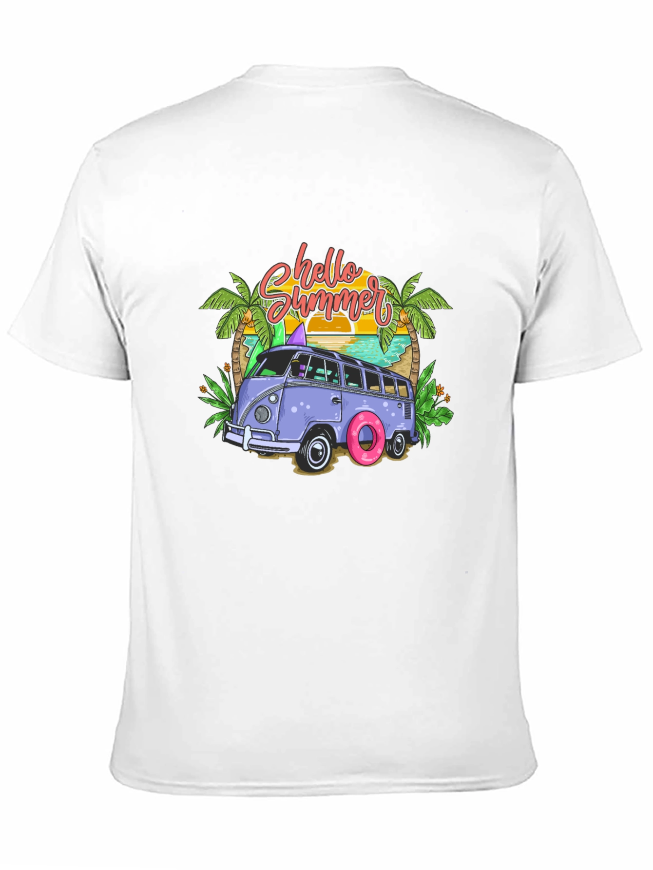Hello Summer Beach Van Graphic T-Shirt