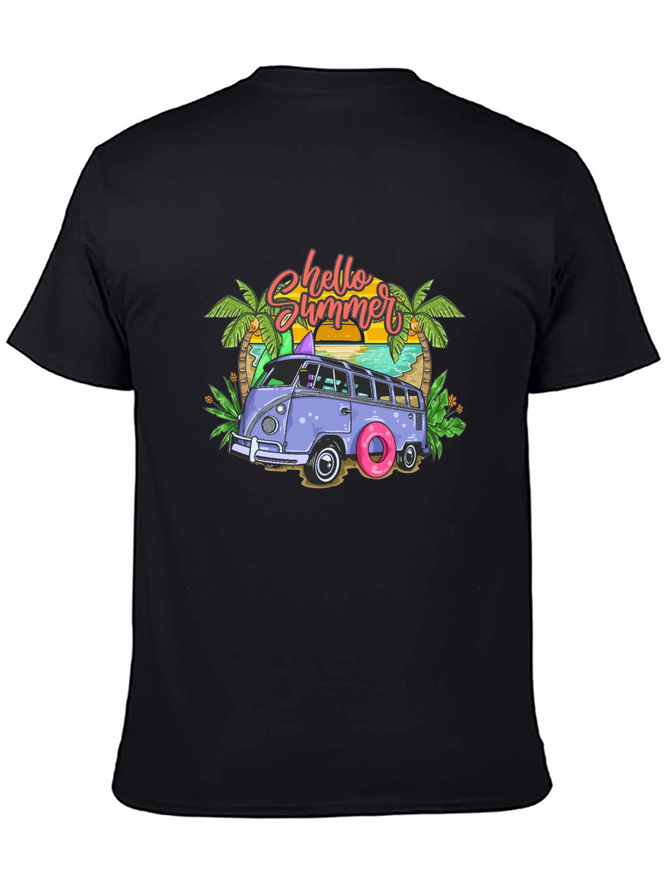 Hello Summer Beach Van Graphic T-Shirt