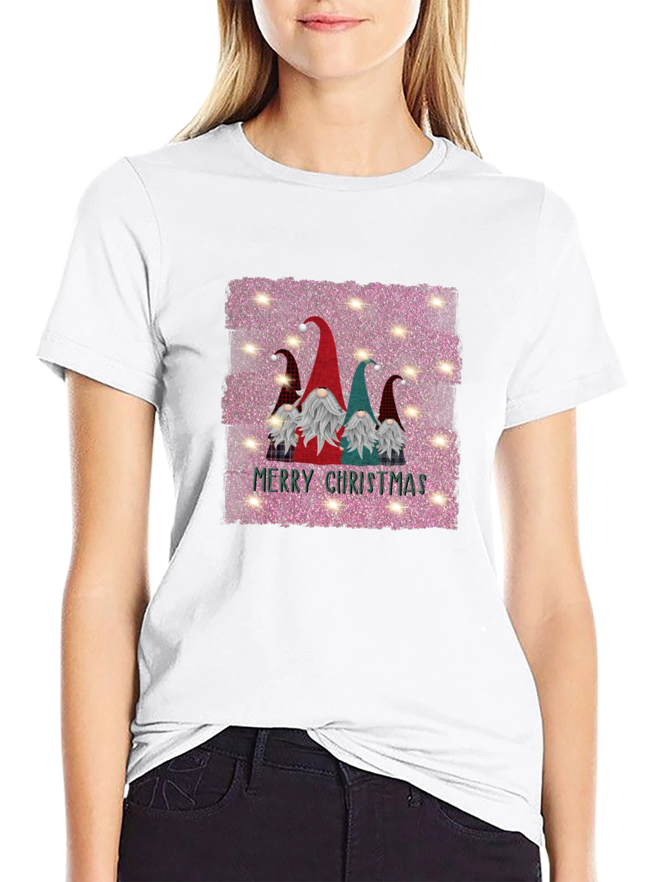 Gnome Merry Christmas Black T-Shirt