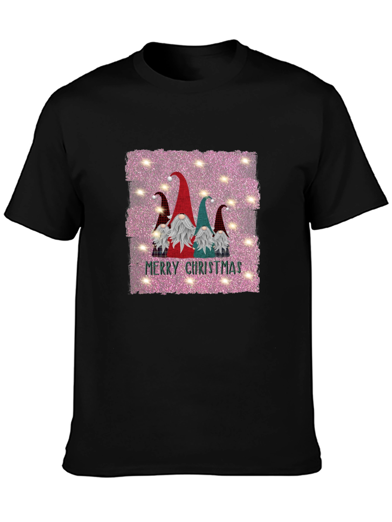 Gnome Merry Christmas Black T-Shirt