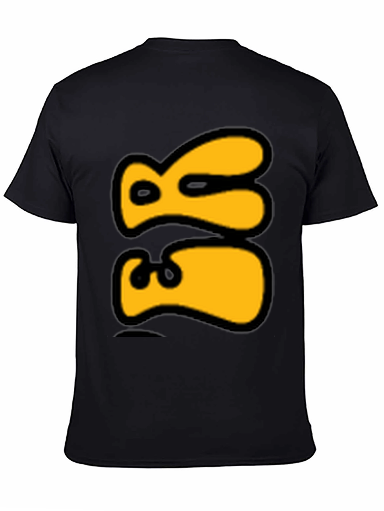 Bold Graphic Tee - Yellow Abstract Design on Black