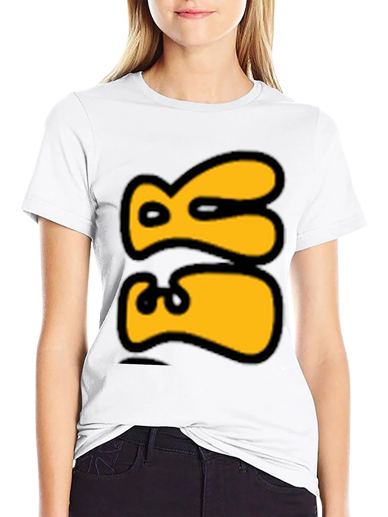 Bold Graphic Tee - Yellow Abstract Design on Black