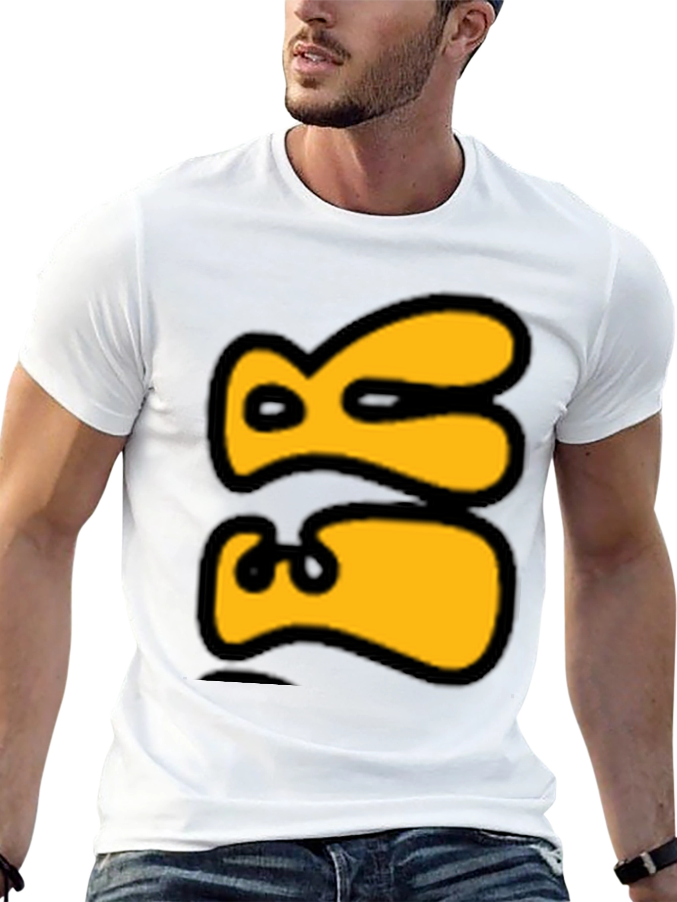 Bold Graphic Tee - Yellow Abstract Design on Black