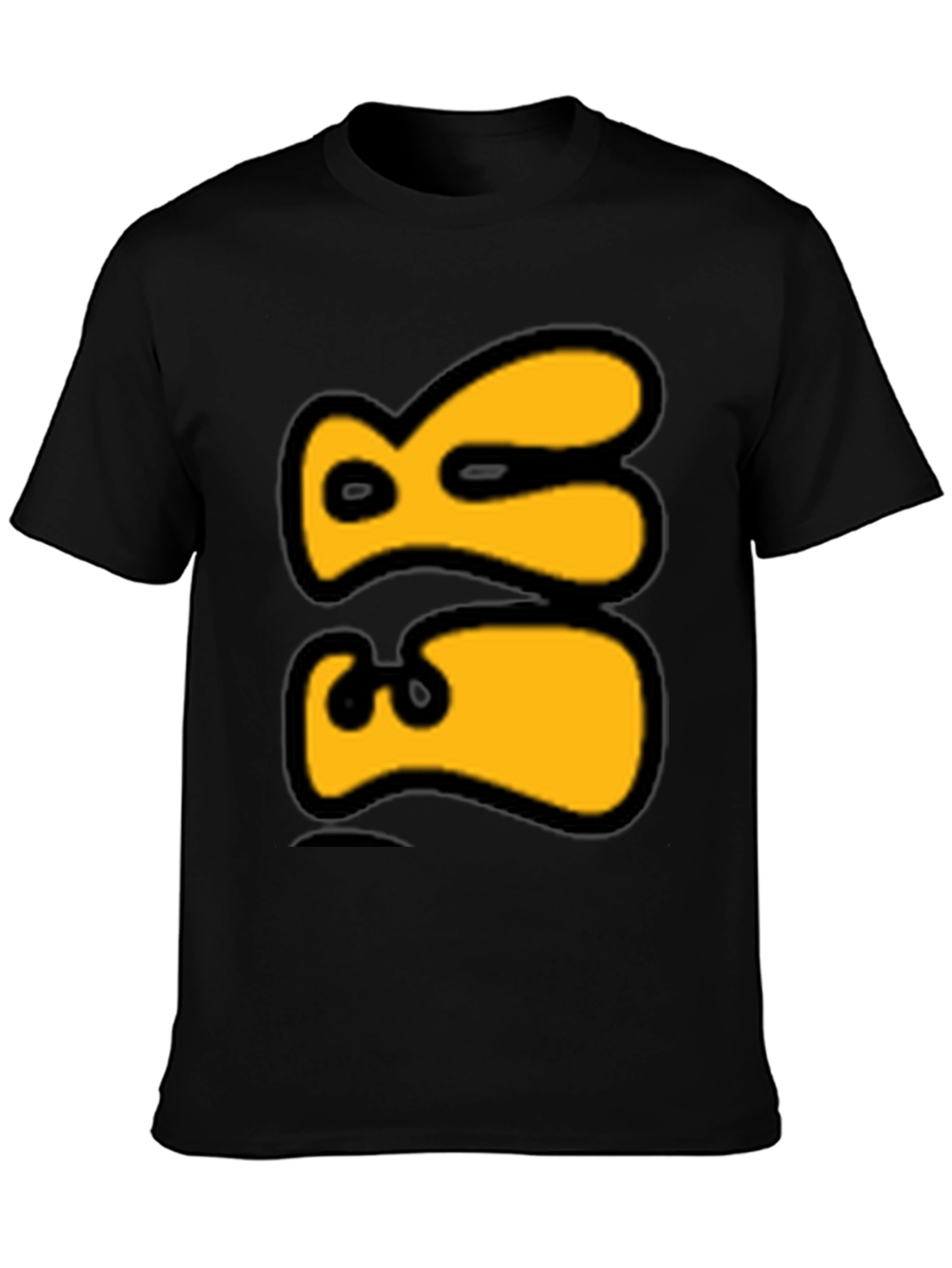 Bold Graphic Tee - Yellow Abstract Design on Black