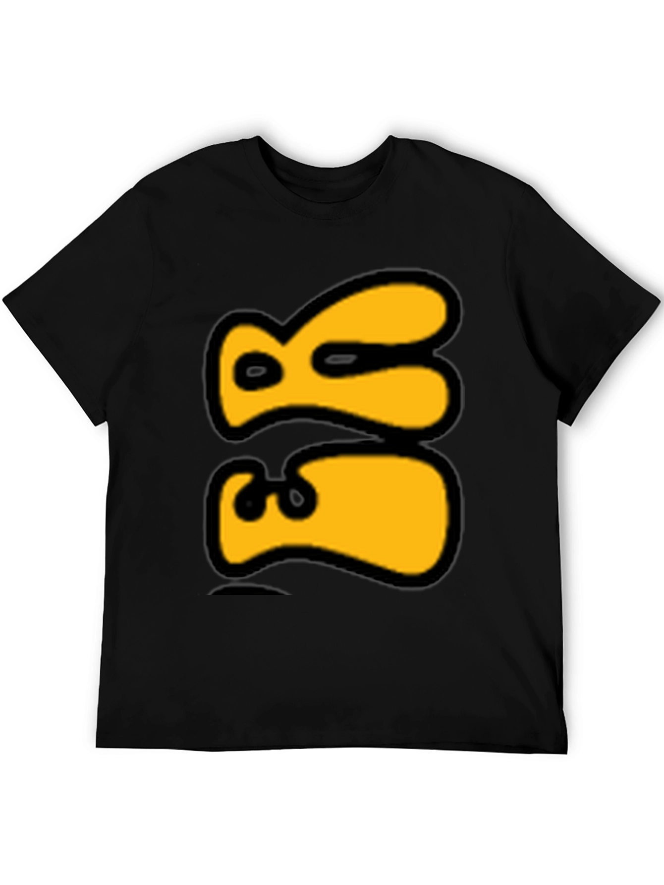 Bold Graphic Tee - Yellow Abstract Design on Black