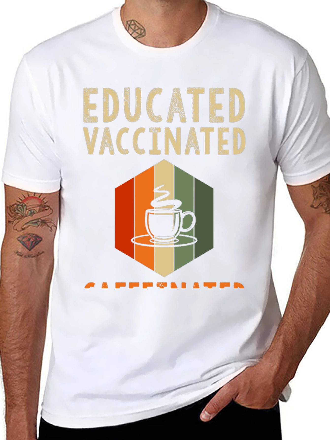 Educated Vaccinated Caffeinated Graphic Tee