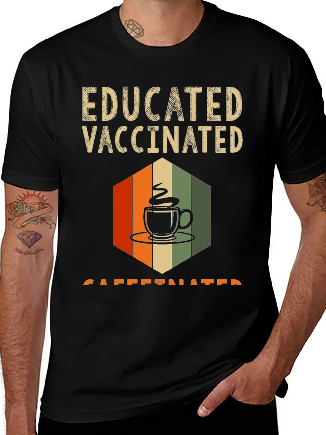 Educated Vaccinated Caffeinated Graphic Tee
