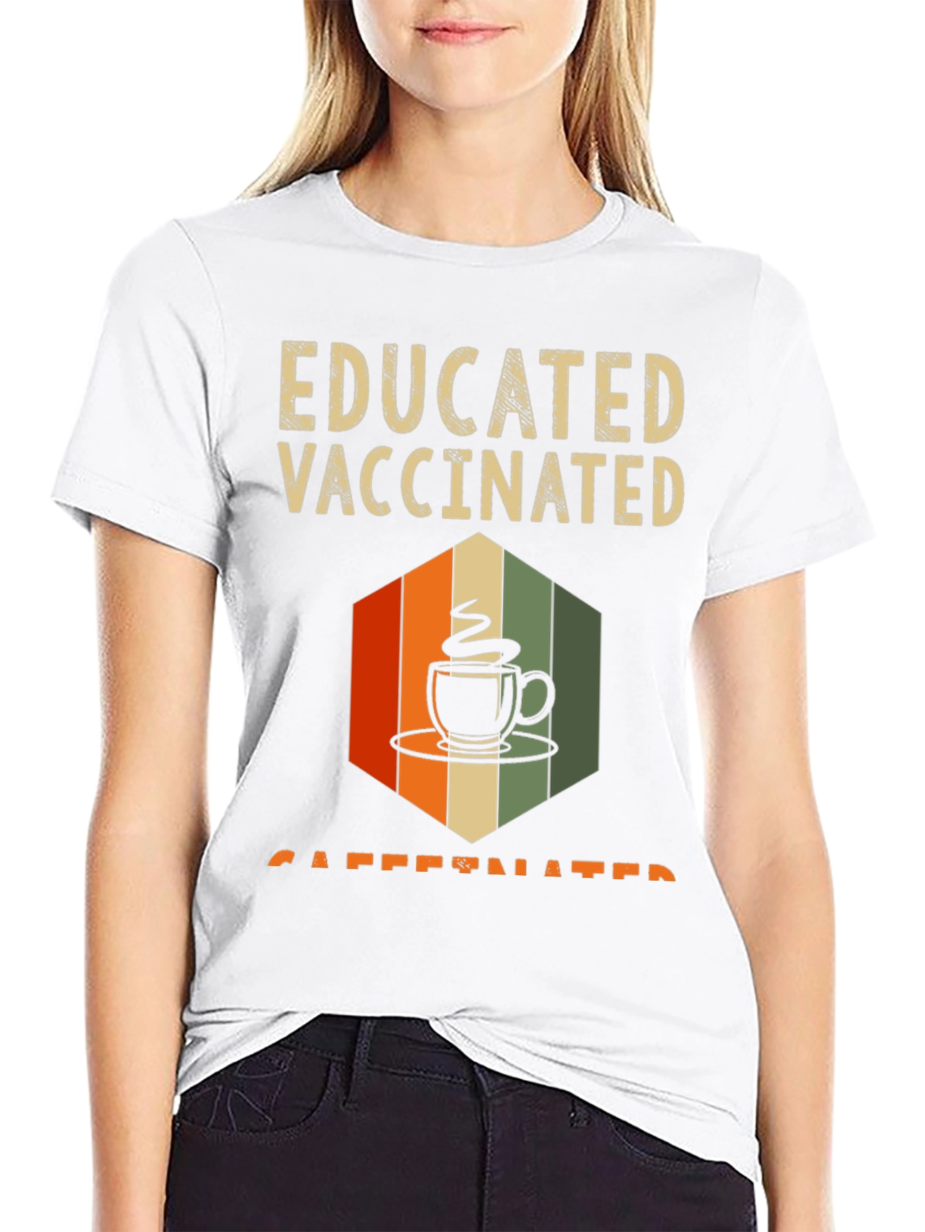 Educated Vaccinated Caffeinated Graphic Tee