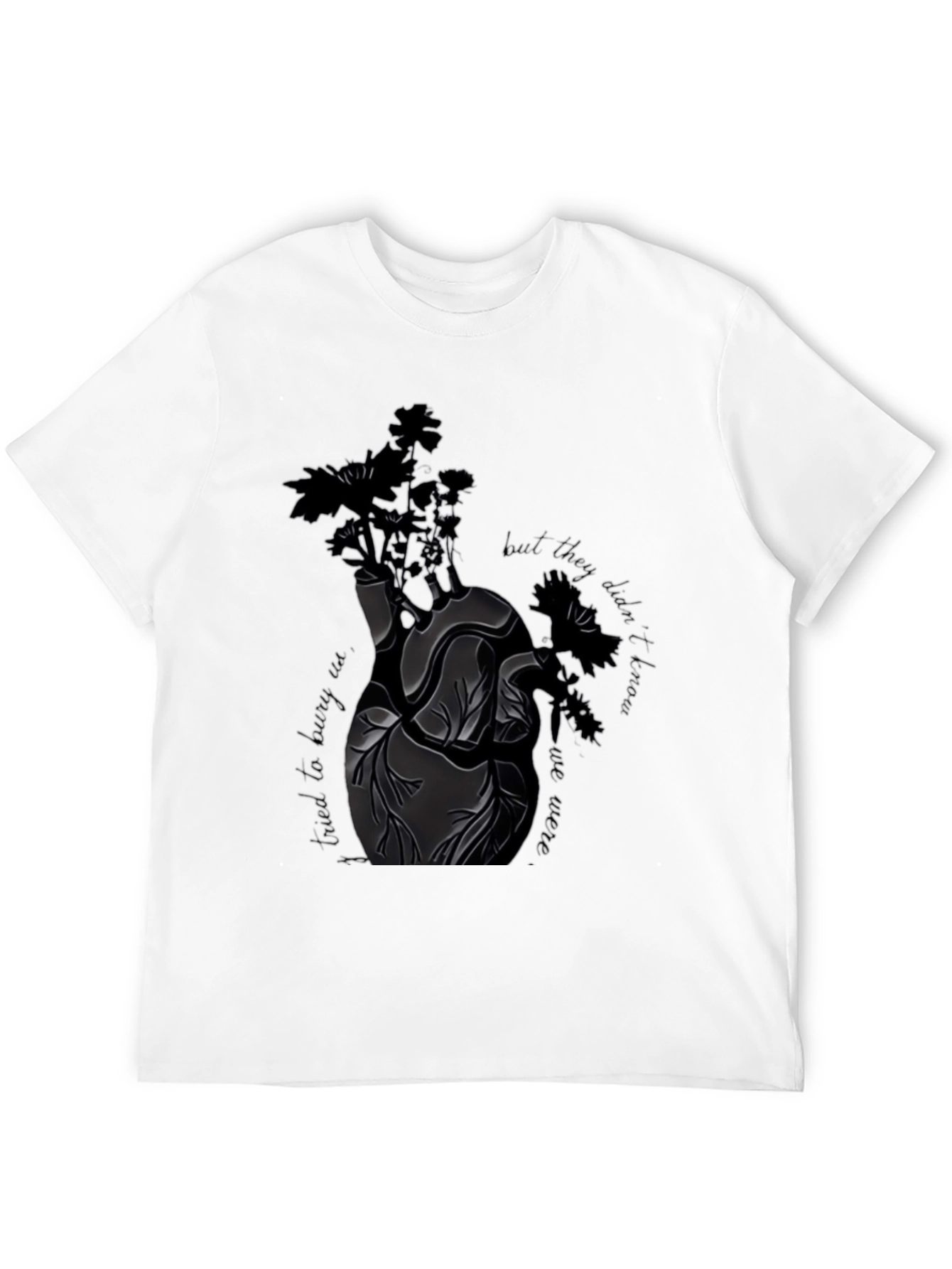 Anatomical Heart Floral Black T-Shirt