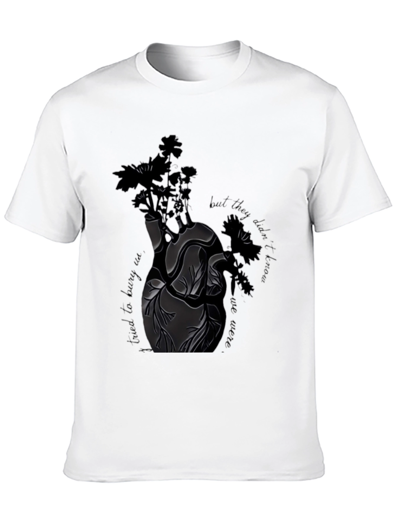 Anatomical Heart Floral Black T-Shirt
