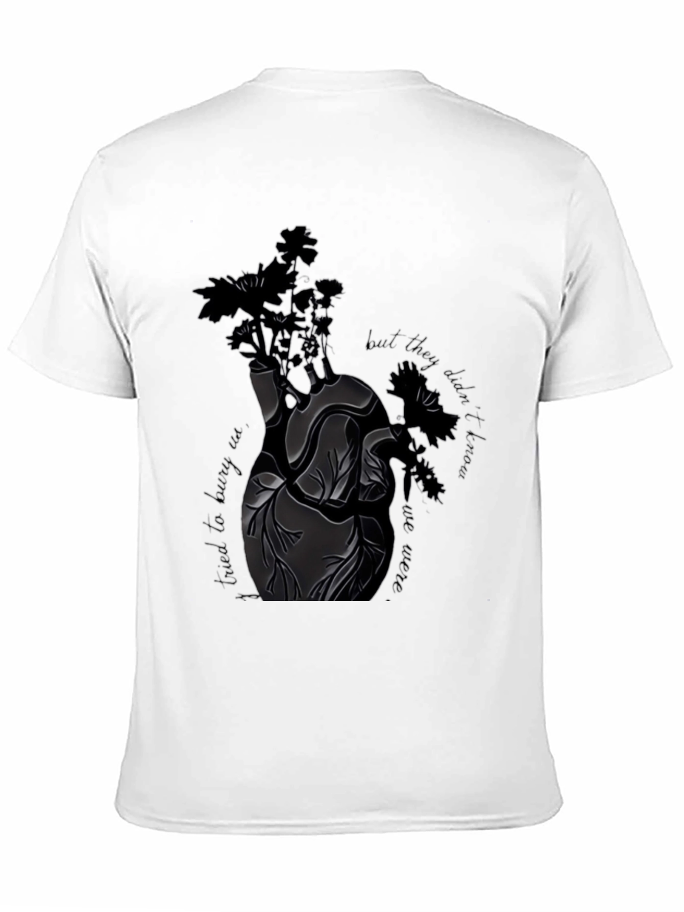 Anatomical Heart Floral Black T-Shirt