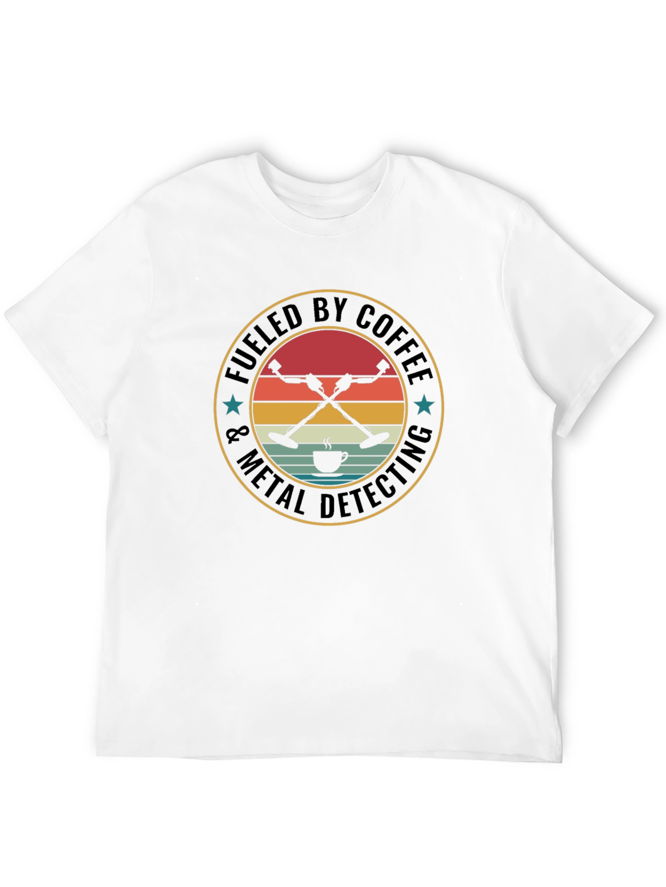 Fueled by Coffee & Metal Detecting Black T-Shirt