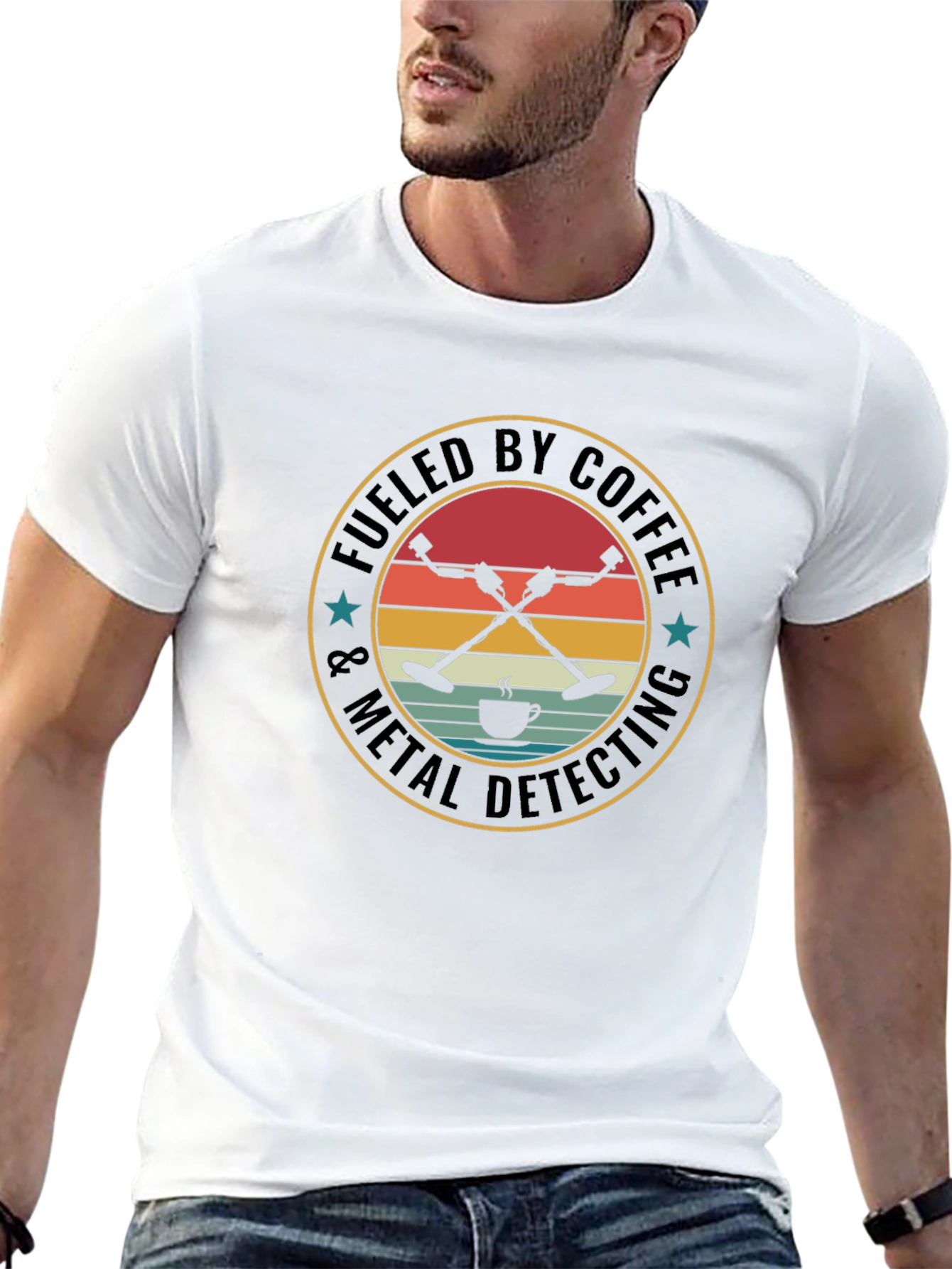 Fueled by Coffee & Metal Detecting Black T-Shirt