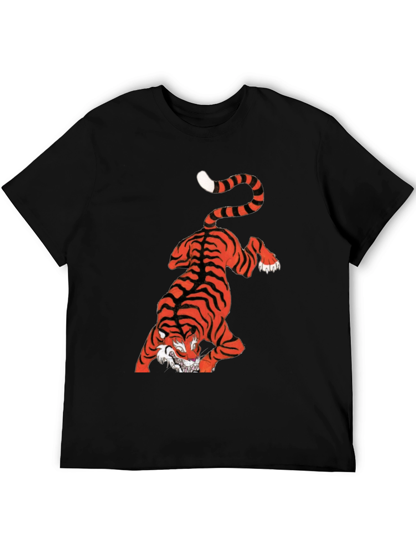 Mens Graphic Tee - Tiger Print Black T-Shirt