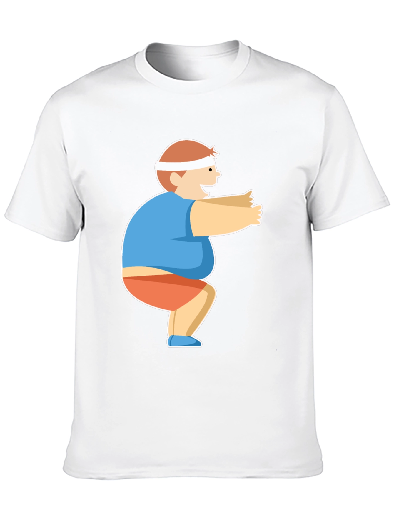 Squatting Cartoon Character Black T-Shirt