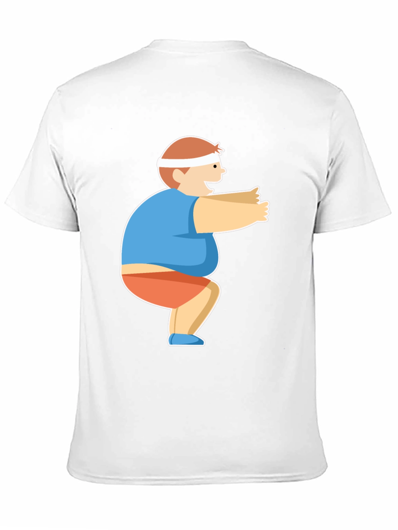 Squatting Cartoon Character Black T-Shirt