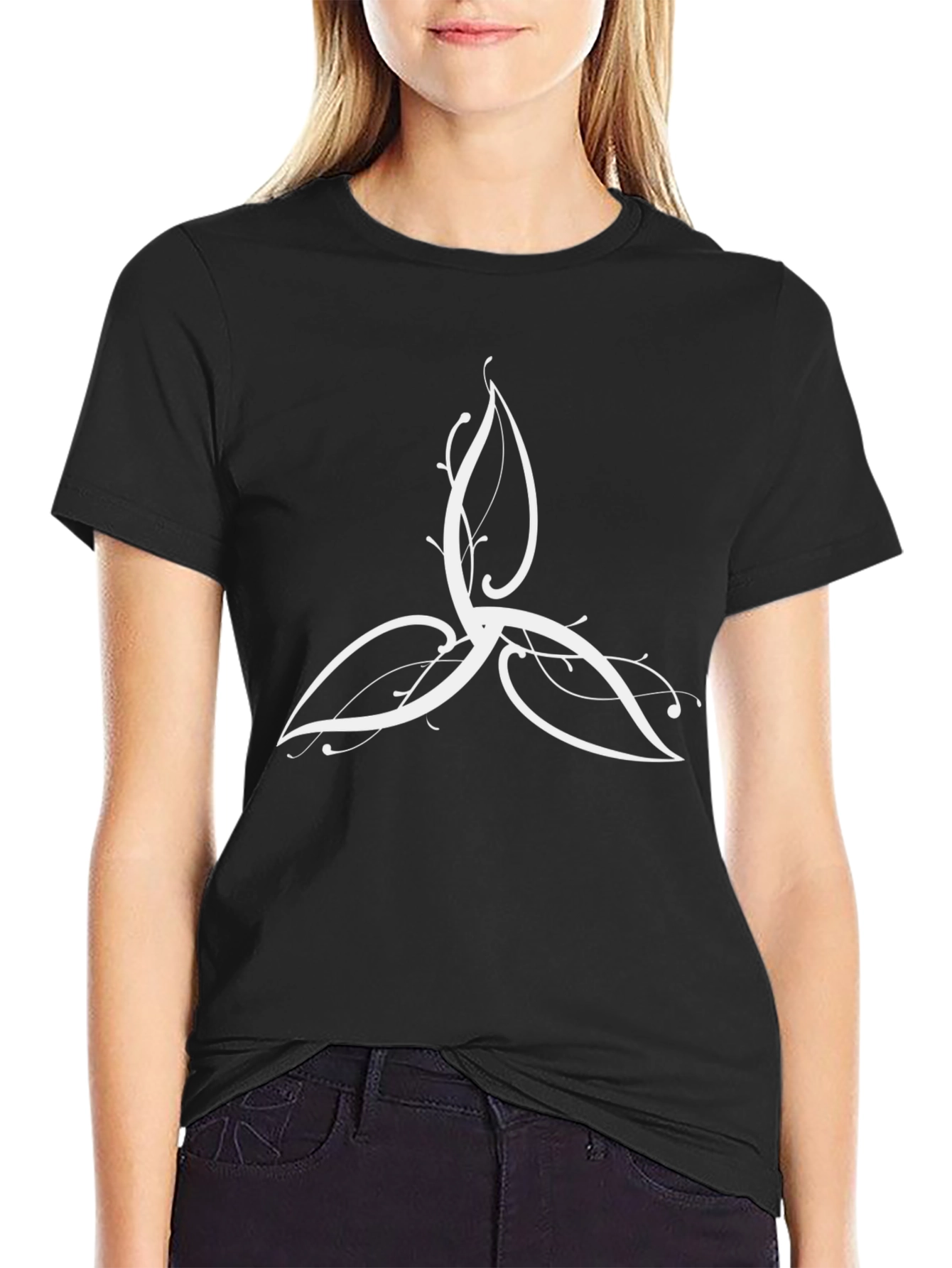 Mens Black T-Shirt with White Celtic Knot Design