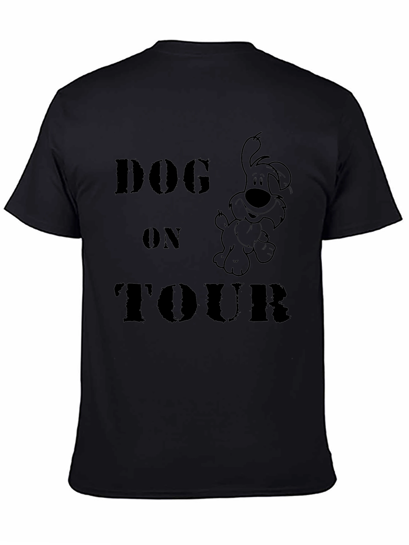 Dog on Tour Black Graphic T-Shirt