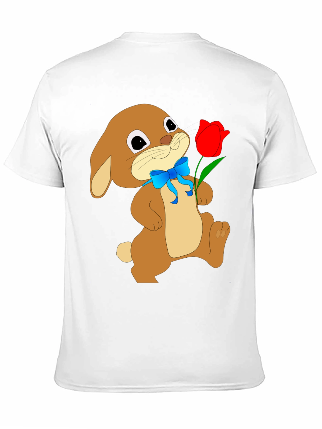 Bunny & Tulip Graphic Tee - Soft Black Cotton