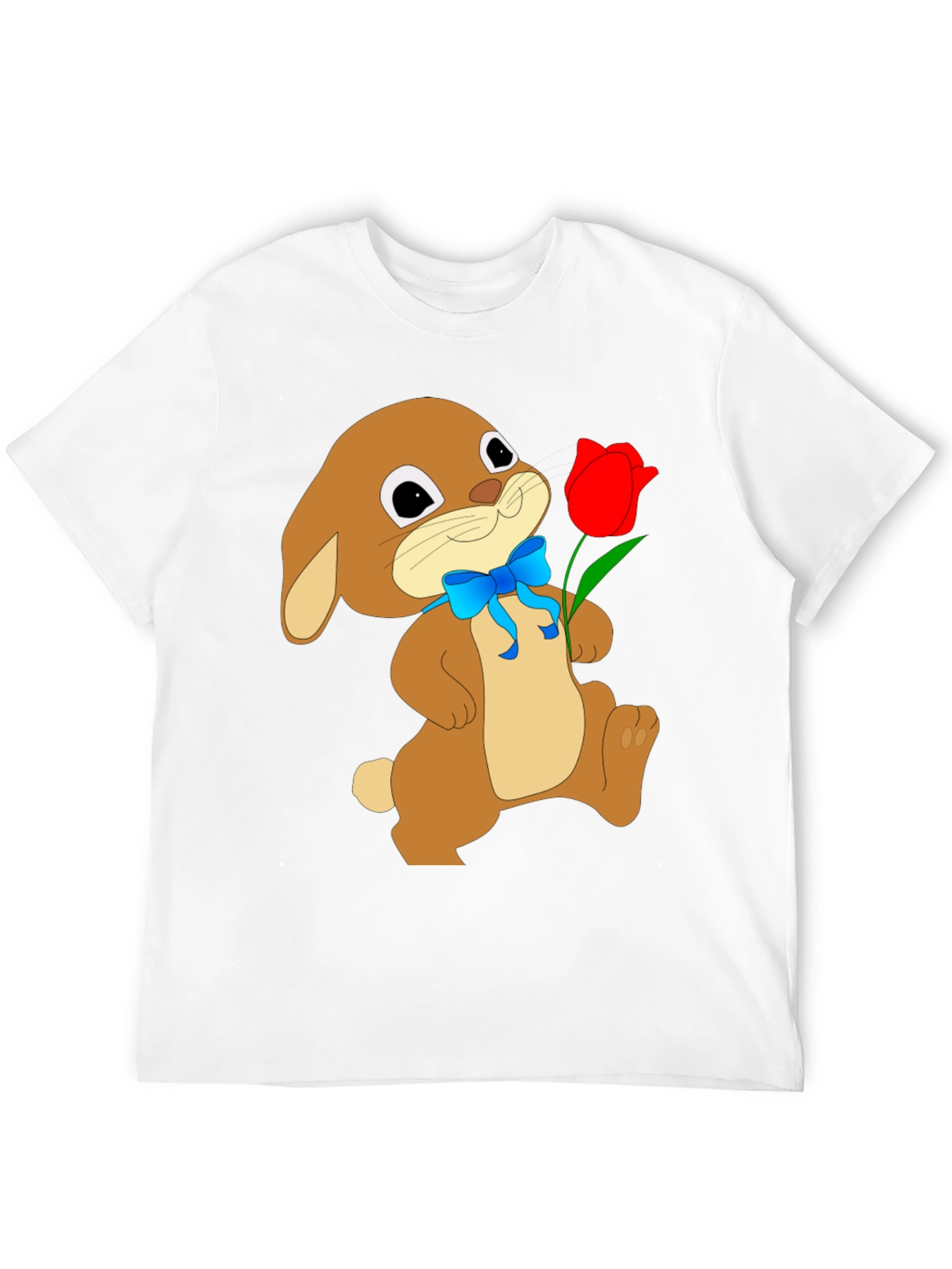 Bunny & Tulip Graphic Tee - Soft Black Cotton