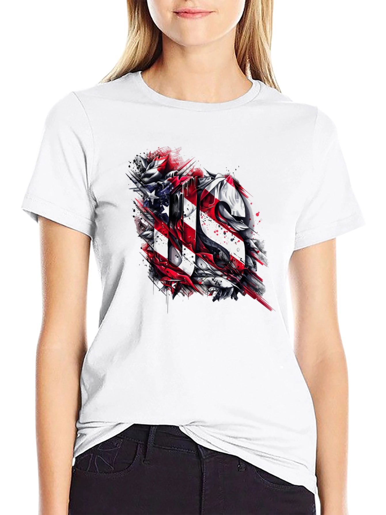 Patriotic US Graphic Print Tee