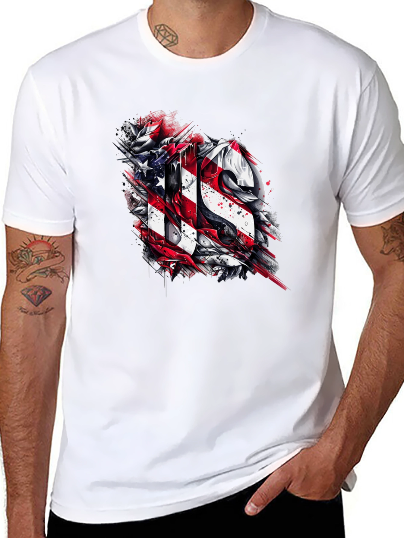 Patriotic US Graphic Print Tee