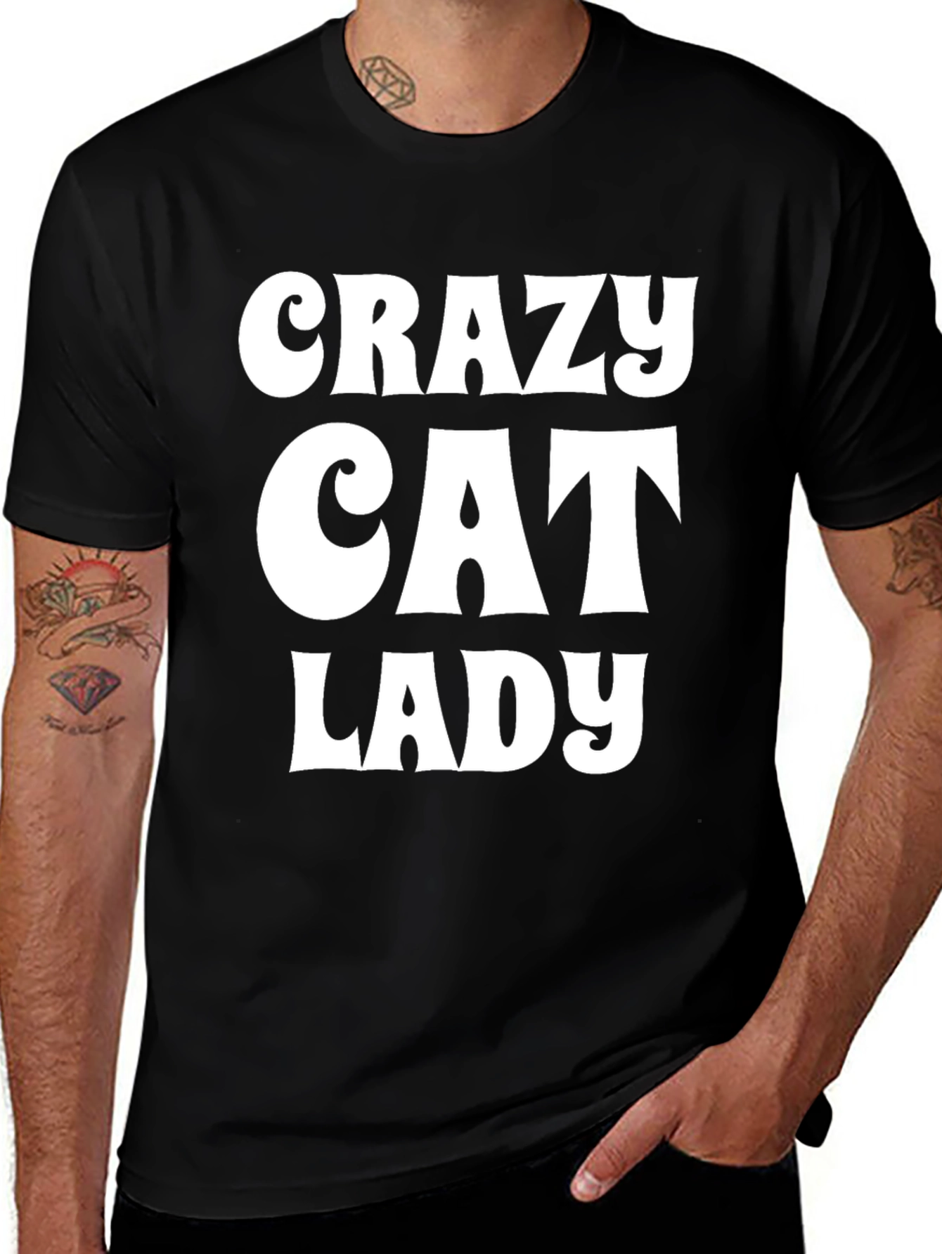 Crazy Cat Lady Graphic Tee - Black Cotton T-Shirt