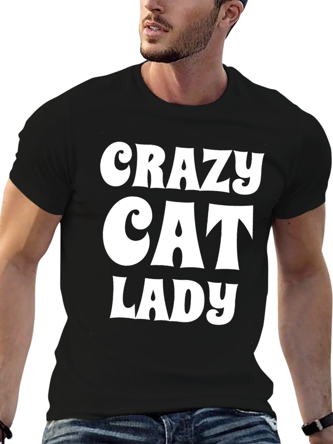 Crazy Cat Lady Graphic Tee - Black Cotton T-Shirt