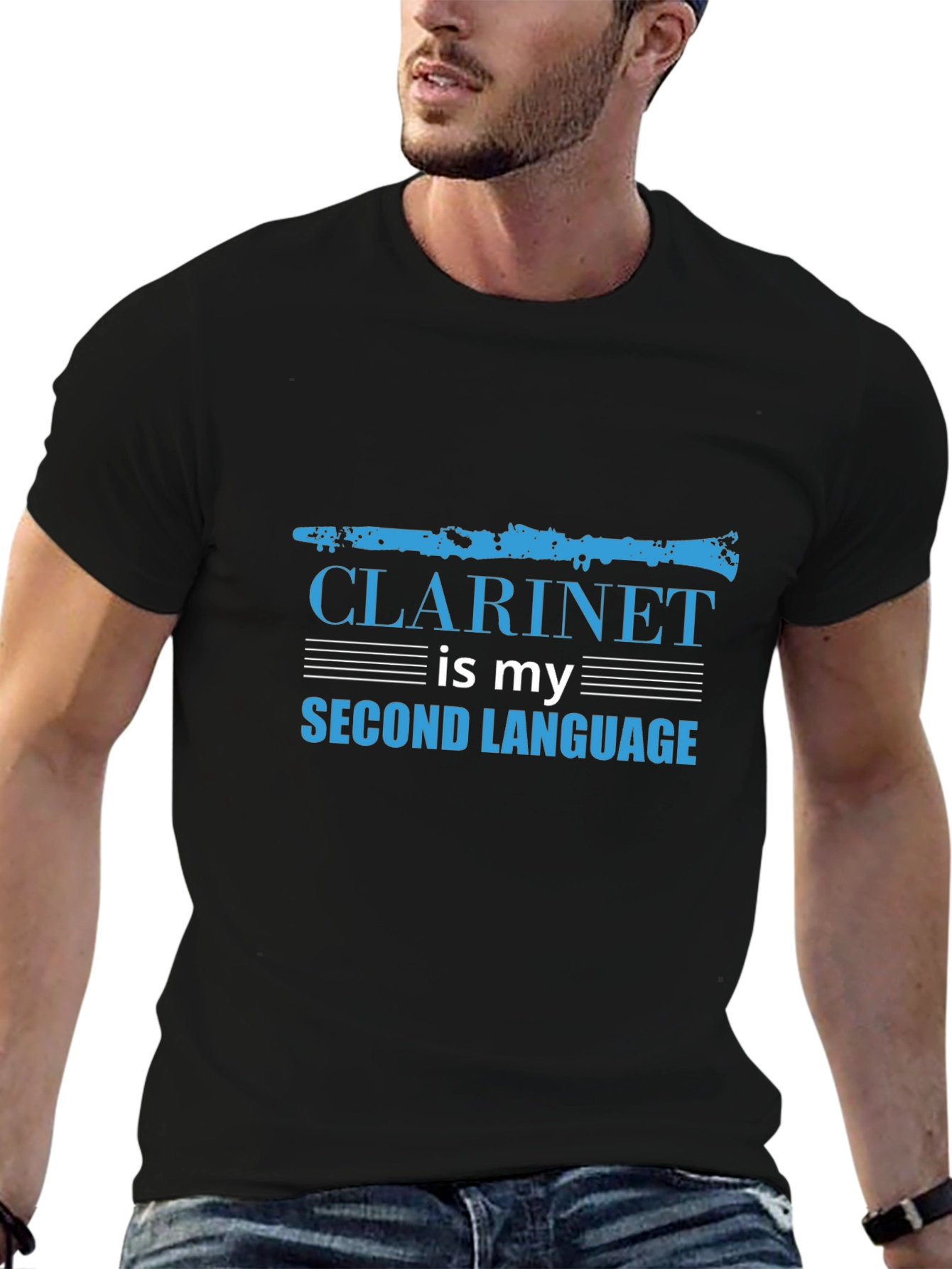 Clarinet is My Second Language Black T-Shirt
