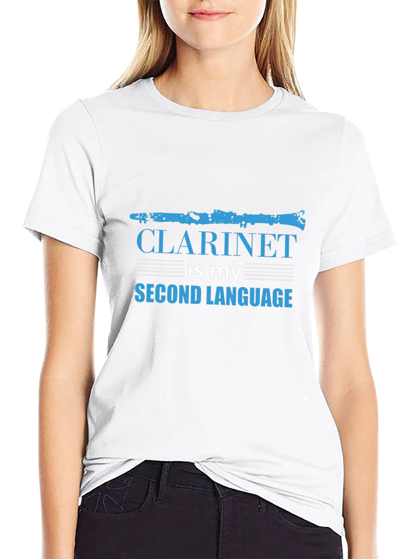 Clarinet is My Second Language Black T-Shirt