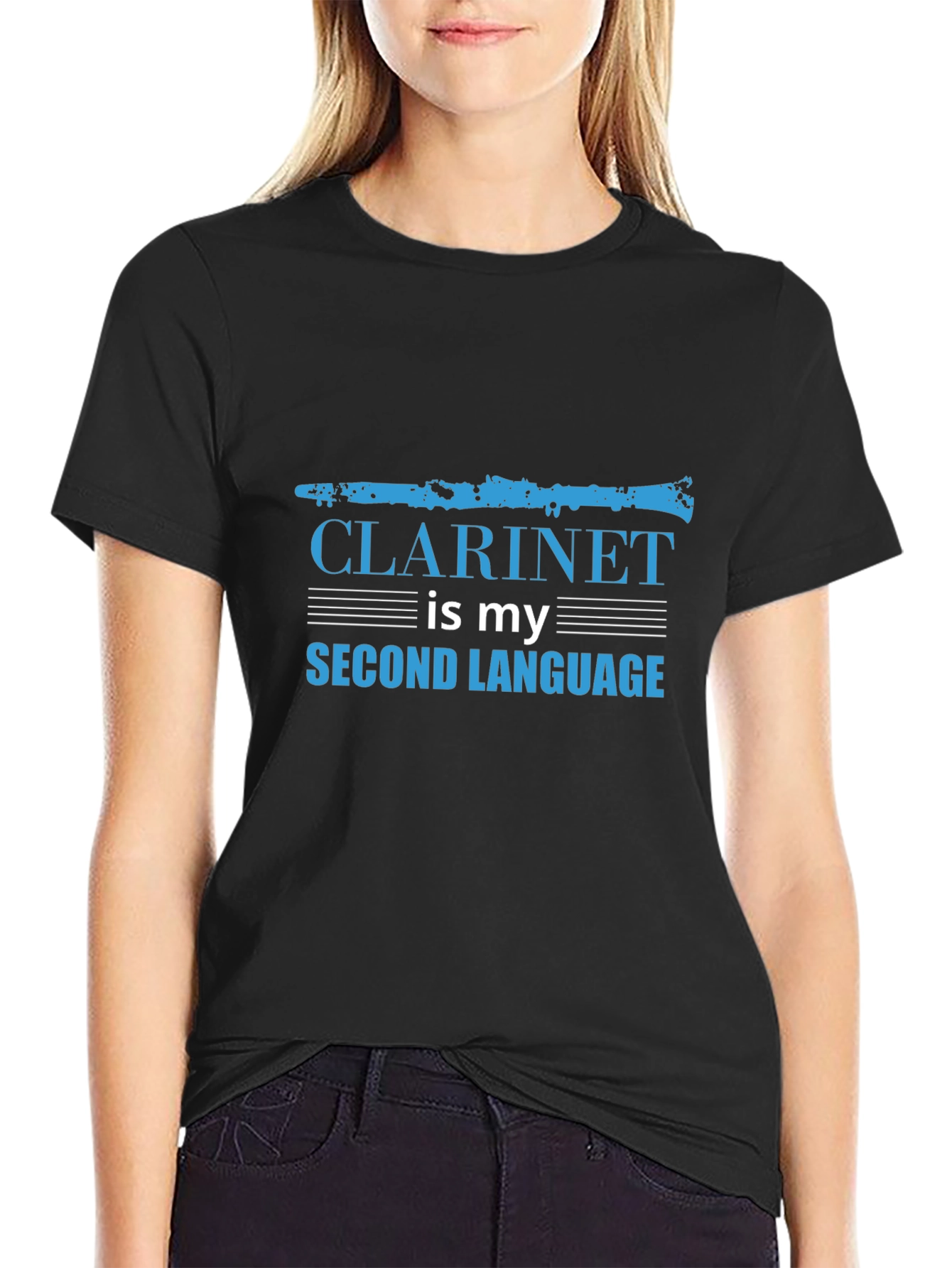 Clarinet is My Second Language Black T-Shirt