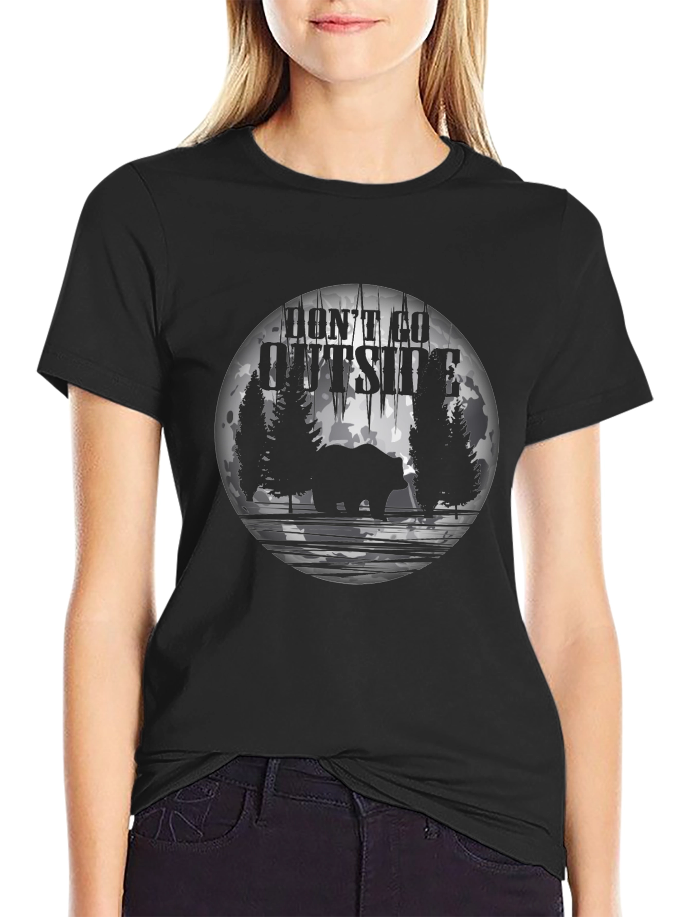 Dont Go Outside Bear T-Shirt