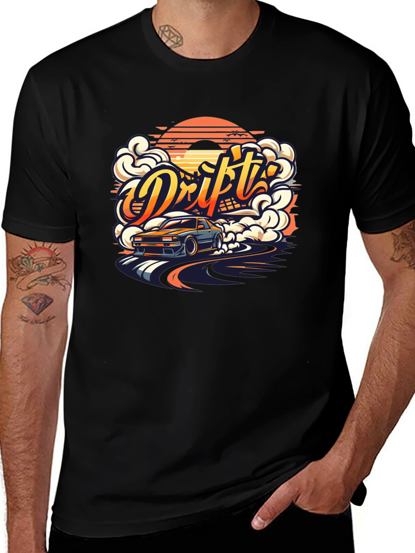 Drift Car Graphic Tee - Mens Black T-Shirt