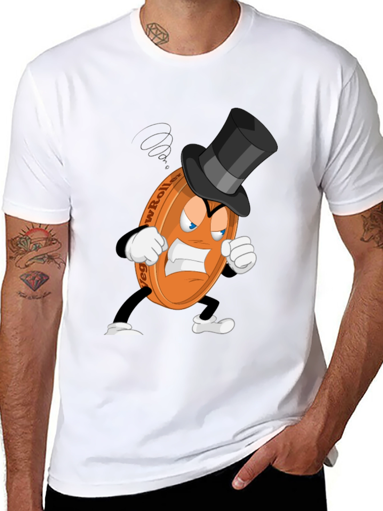 Angry Low Roller Cartoon Black T-shirt