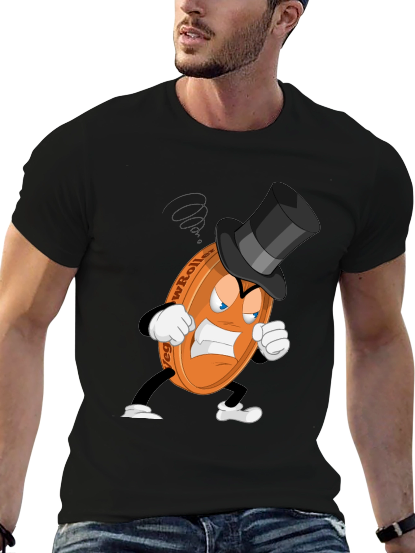 Angry Low Roller Cartoon Black T-shirt