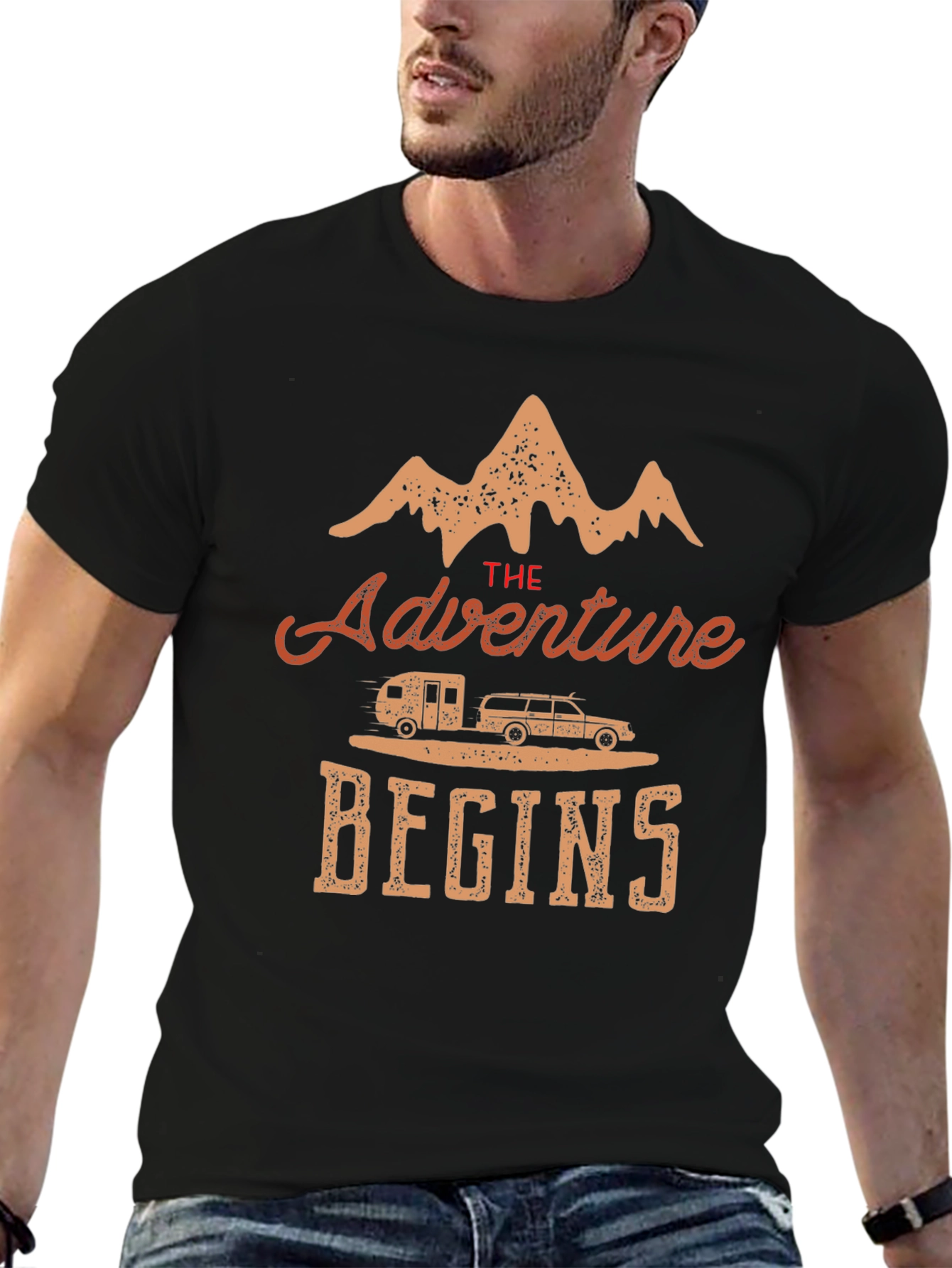 Adventure Begins T-Shirt: Camping Road Trip Tee