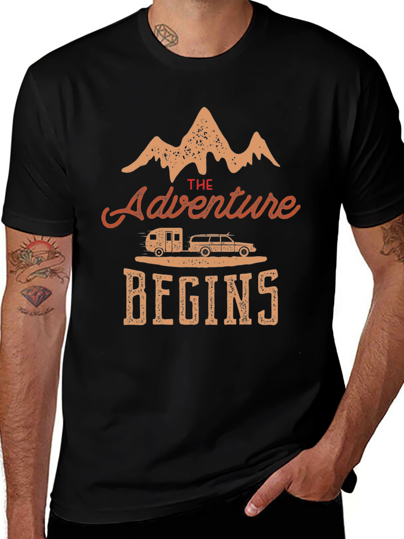 Adventure Begins T-Shirt: Camping Road Trip Tee